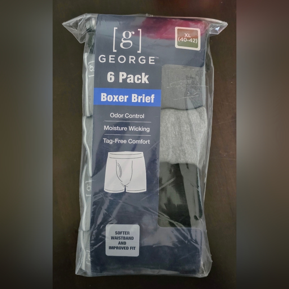 George 6 Pack Boxer Briefs - Black and Gray